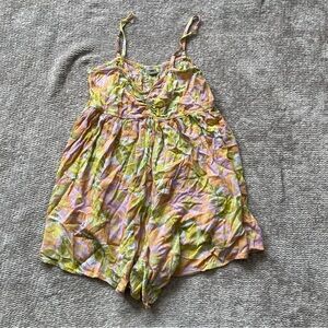 Billabong Floral Romper Womens Medium Pink Orange Beach Cover Up Mini